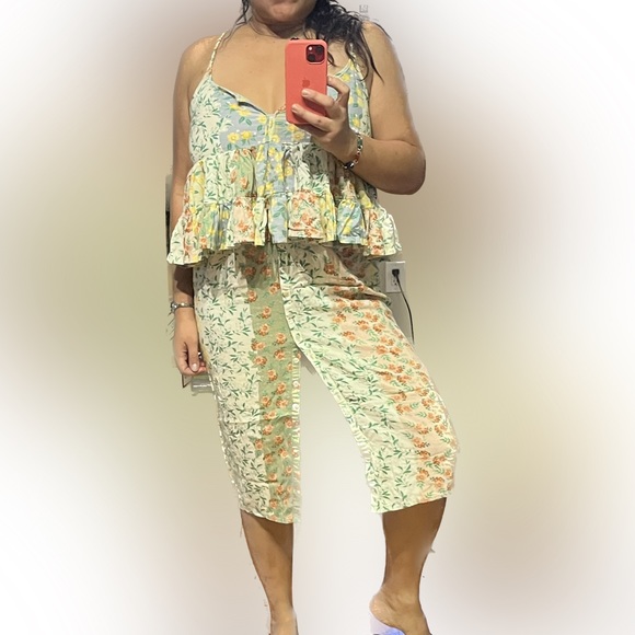 PATRONS OF PEACE Block Floral Print Midi Skirt Boho Cottage Country Core M - Picture 10 of 11